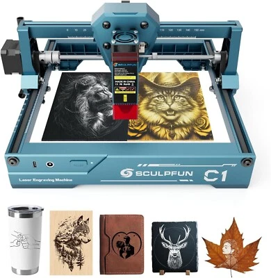 SCULPFUN C1 Mini Laser Engraver,Portable 3W Engraving Machine with 0.04 mm Ultra