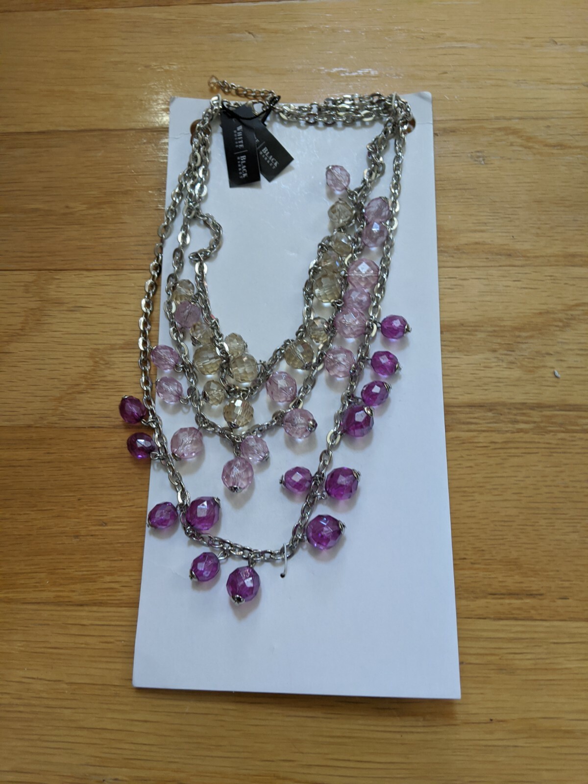 NUOVA Collana Donna Casa Bianca Mercato Nero Tripla Fila Corta Perline Ametista