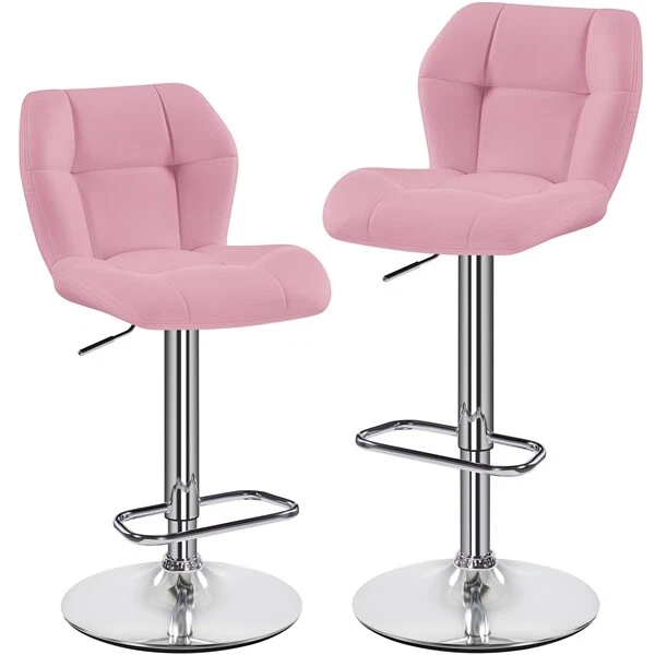 2er Barhocker Set Barstuhl Küchenstühle Polsterhocker Sitzhocker Barstühle Rosa - Bild 2 von 4