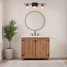 LED Vanity Light for Bathroom Farmhouse Black Wall Mount Cylinder Frosted Glass