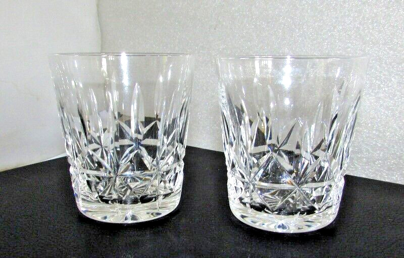 2 Waterford Crystal ROSSLARE Old Fashioned Rocks Glasses Ireland Mint Condition