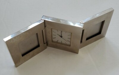 Fina Oil Company Fold Up Shelf Desk Travel Clock w/ Picture Frames Employee Gift