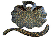 VERITABLE RAMASSE MIETTES BROSSE NAPOLEON III ANCIEN NOIR FLEURS DOREES