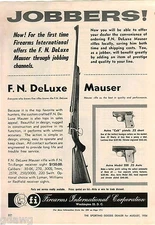 1956 ADVERT 2 PG FN Deluxe Mauser Rifle Astra Cub Pistol 22 .25 Automatic Chrome