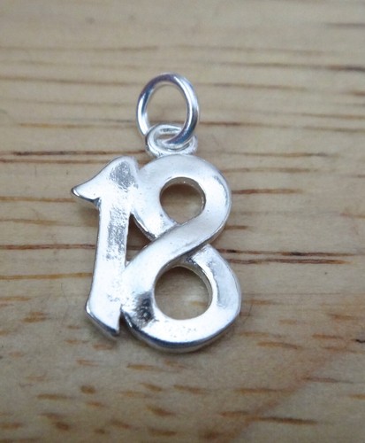 10x15mm Number 18 18th Birthday Sterling Silver Charm - Picture 3 of 3