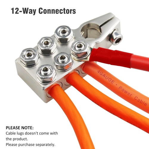 Abrazaderas de terminal de batería 1/0 2 4 8 AWG calibre conectores de 12 vías negativo positivo - Imagen 4 de 7