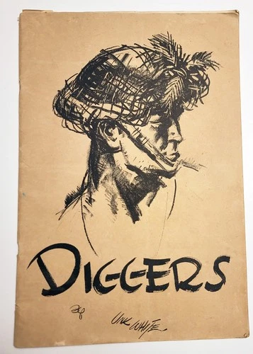 RARE 1943 WW2 "Diggers" Portfolio Soldier Sketches Australian Artist Unk White *