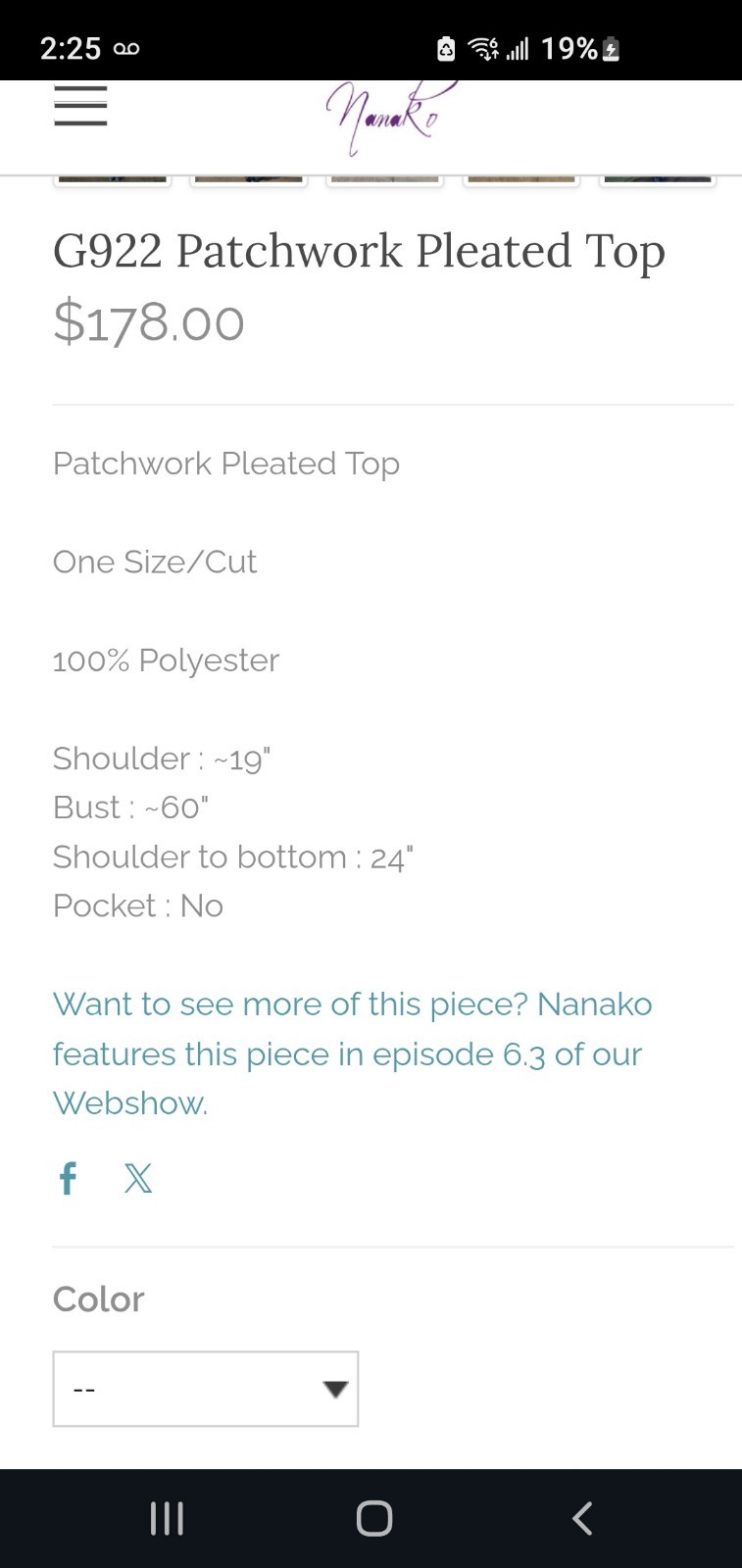 Nanako G922 Patchwork Pleated Top - image 10