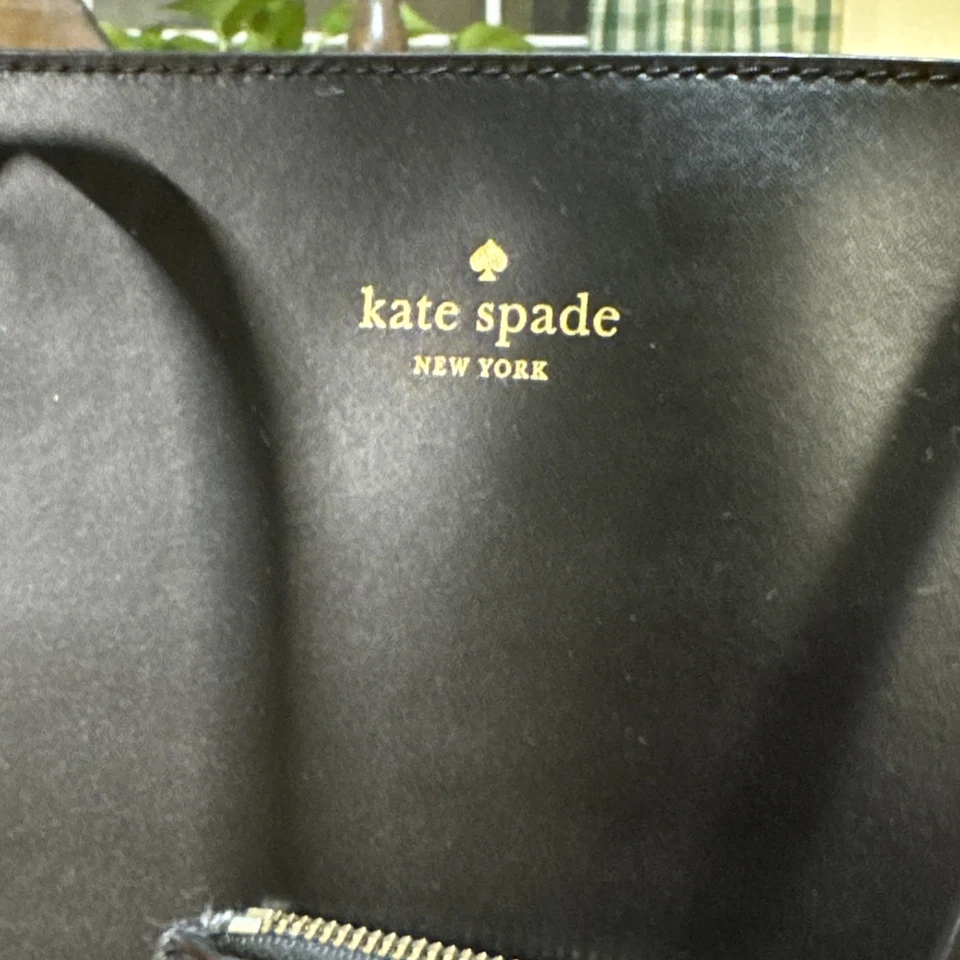 Kate Spade Harmony 光滑黑色皮革托特包 + 腕带钱包 WKRU4766 FS — 第 3/4 张图片