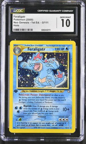 CGC 10 GEM MINT Feraligatr Neo Genesis 1st Edition 5/111 Holo Pokemon Card