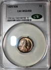 CACG MS-64 RB 1909-P VDB Lincoln Cent, Razor-Sharp, PQ, Red-Brown specimen.