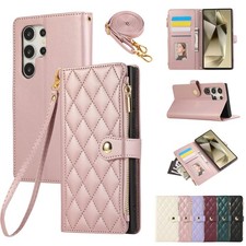 Zip Leather Flip Stand Wallet Phone Case For Samsung Galaxy S26 S25 S24 S23 S22