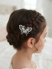 Wedding Silver Tone Butterfly Rhinestone Hair Clip Crystal Rhinestone Headpiece