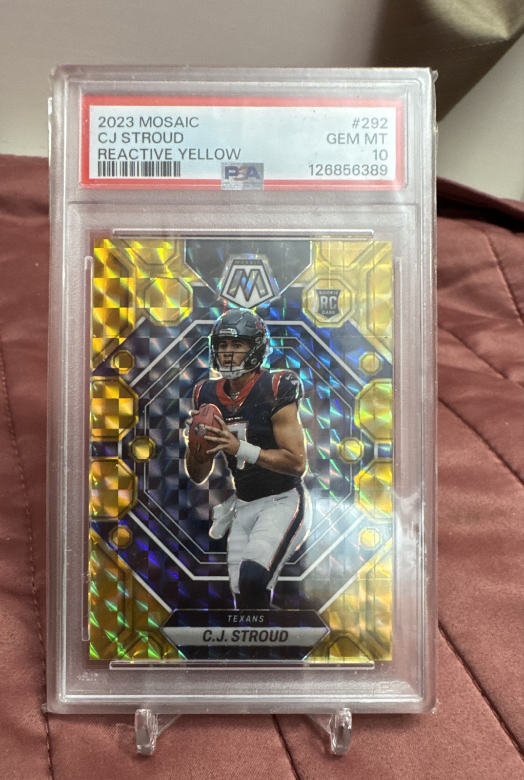 2023 Panini Mosaic PSA 10 C.J. Stroud #292 Reactive Yellow Mosaic Prizm (RC)
