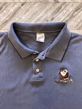 VTG Warner Bros Polo Mens Large Blue Taz Looney Tunes Golf Tennis Fading Sports
