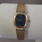 SEIKO Women's Watch Vintage Gold Tone Analog Quartz Black Dial 6.25 inch 18 mm