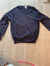 Lacoste Men's Cotton V-Neck Sweater Navy Blue Size 6 XL