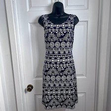 San Francisco Dress Floral Open Back Small Women blue white summer sleeveless