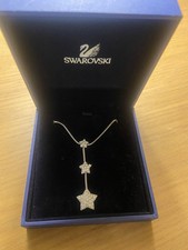 Swarovski Star Necklace Triple Star Diamanté Pave Rhodium Plated New with Box