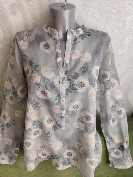 Women Peter Hahn Shirt Grey Viscose 36 / S / 44