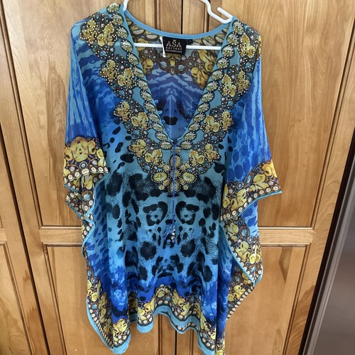 ASA Kaftans L Shah’s of Sunset Sequins Tunic Top Made in India READ