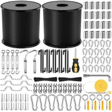 215Pcs String Light Hanging Kit, Outdoor Light Guide Wire Rope with 240FT Nyl...