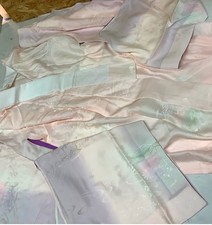 Vintage Japanese Silk Kimono Light Pink Floral Pattern Traditional Wear