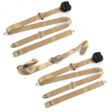 Amc Rebel 1967 1970 Standard 3pt Tan Retractable Bench Seat Belt Kit 3 Belts