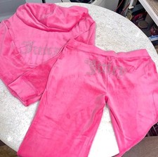 NWT Juicy Couture Velour Tracksuit Pink Party Hoodie Pants 2 pc set Size Xl New 