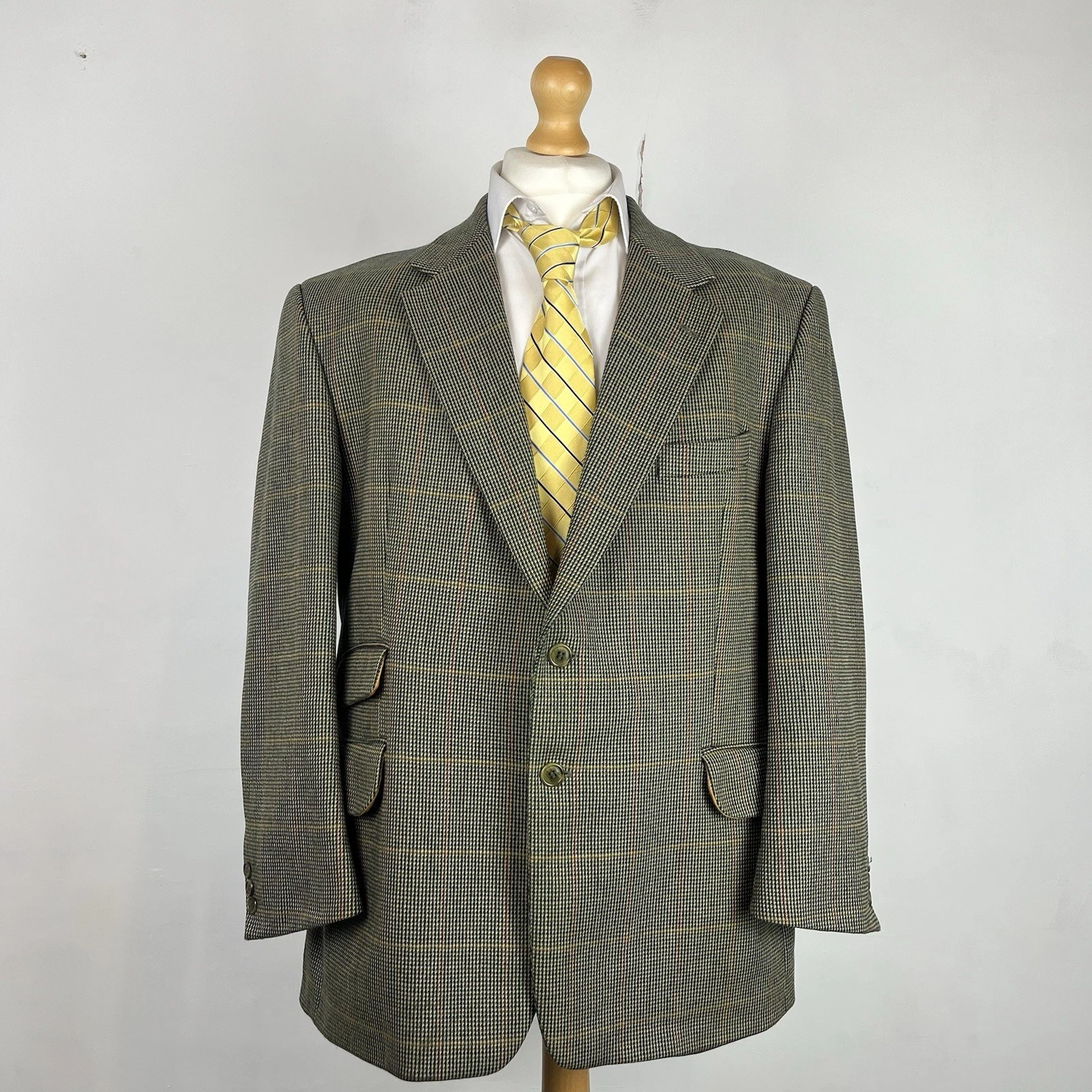 Veste blazer homme Brook Taverner tweed 46S vert à carreaux Saxe Supreme Sport