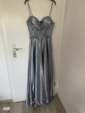 mützel Abendkleid lang S silber Satin Glitze...
