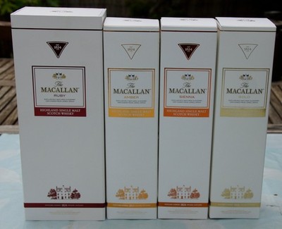 Whisky Macallan 1824 Serie : Ruby / Sienna / Amber / Gold 