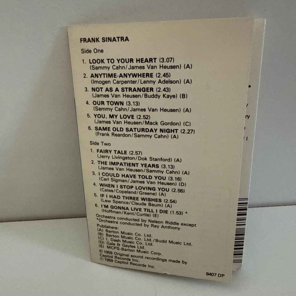 Frank Sinatra-Look To Your Heart(1959) 1984 Remaster cassette tape - Image 2 of 3