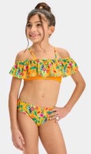 Cat  Jack Girls' Tropic Sunset Floral Printed Bikini Set Size S 6/7 NEW