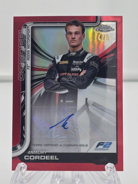 2025 Amaury Cordeel Topps Chrome Formula Red Refractor Auto 4/5 - Rodin F2