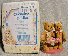 Cherished Teddies Bears with Love Letters 203076 1996 Mini Double Figurine