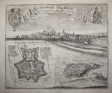1717 Gotha Gesamtansicht Stadtplan Th&uuml;ringen Wappen engraving Kupferstich