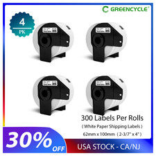 62mmx100mm 4 ROLLS Shipping Label 2-3/7" x 4" Compatible Brother QL-570 DK-1202
