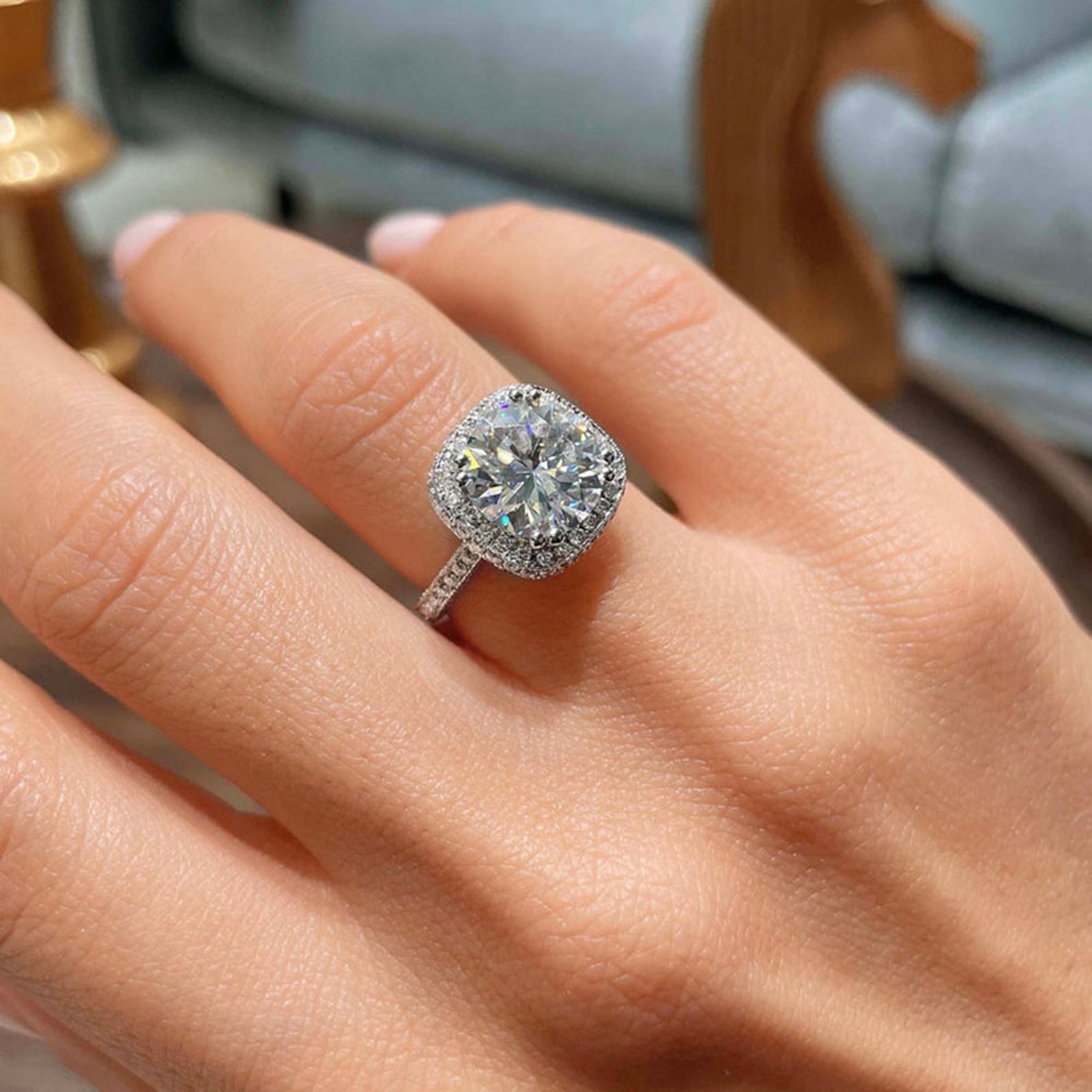 Diamond Ring Round Cut Lab Grown E F VVS2 IGI 4.20 Ct Exclusive 950 Platinum