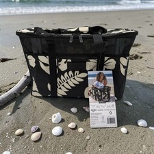 Aloha Collection X Clevermade faltbare Strandtasche Blumenmuster SCHWARZ Costco Neu mit Etikett