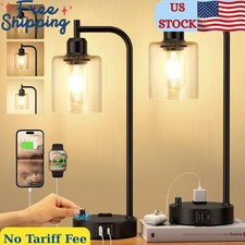 Industrial Table Lamps for Bedrooms Set of 2 - Fully Dimmable Bedside Lamps