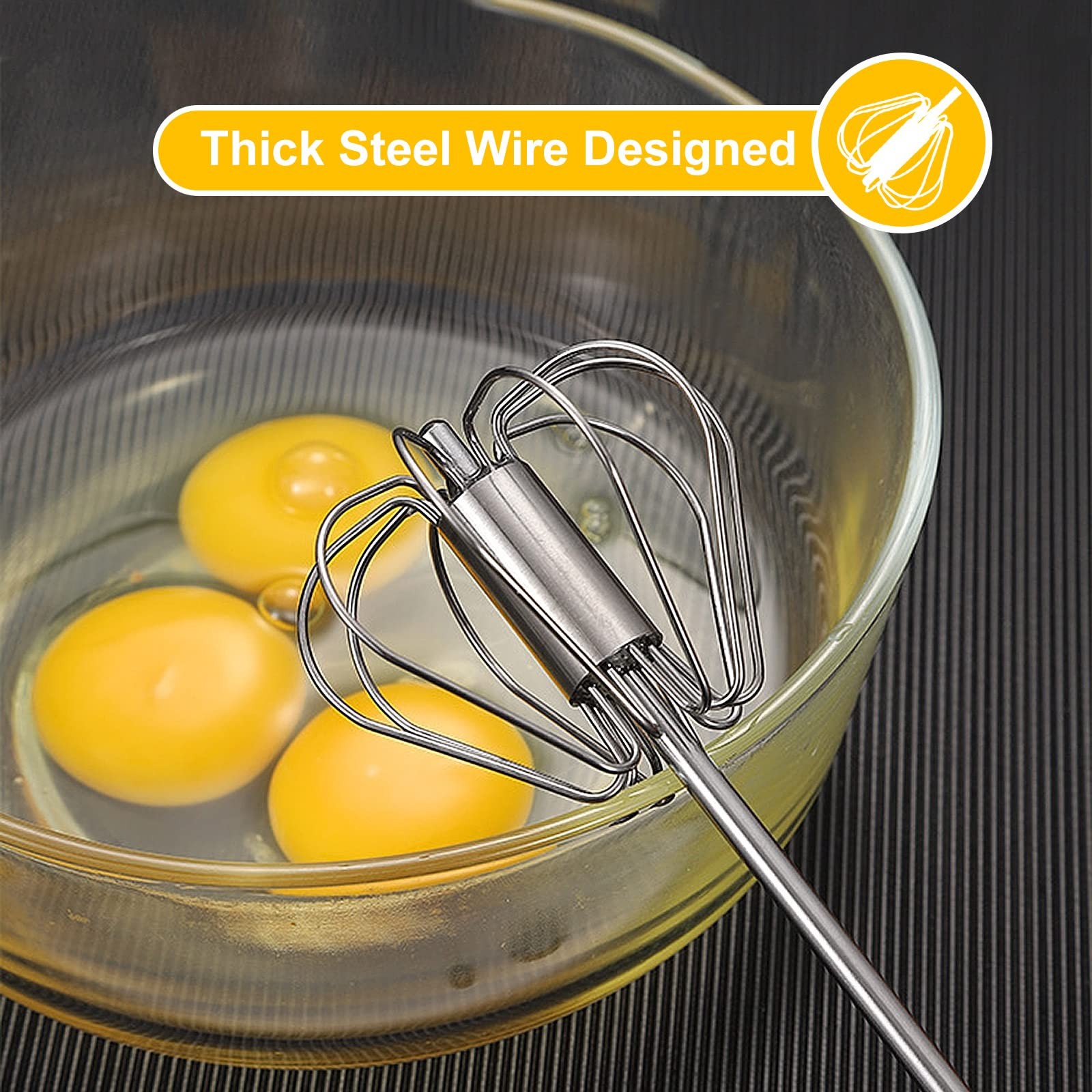 Egg Beater, Hand Easy Whisk Stainless Steel Hand Push Egg Beater Manual Mixer...