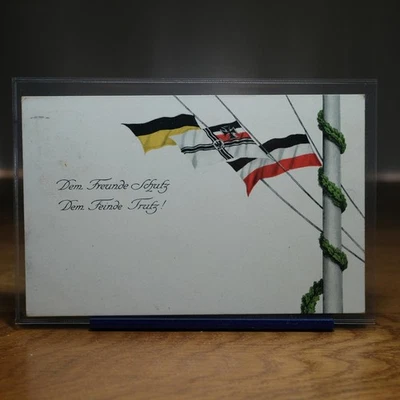 Patriotische AK Flaggen Reichskriegsflagge München 1913 gel. Oberammergau Litho - Bild 1 von 4