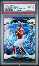 2024 PANINI PRIZM FIREWORKS SILVER PRIZM #24 JAYDEN DANIELS ROOKIE RC PSA 10