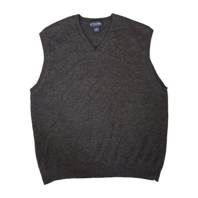 Brooks Brothers Mens Extra Fine Italian Lambswool Sweater Vest Size XL Brown