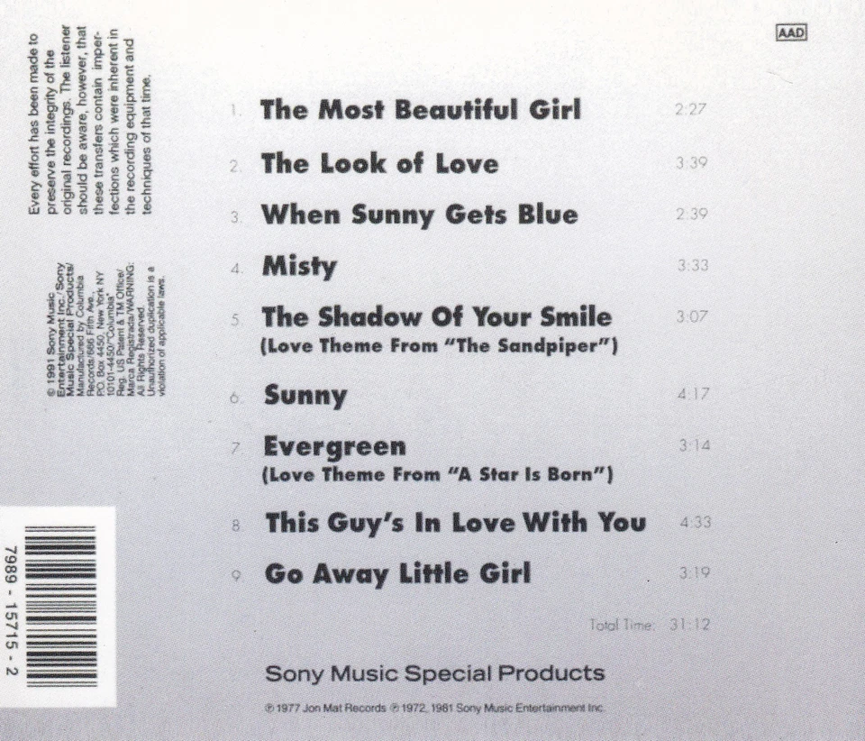 JOHNNY MATHIS - CD - MISTY - Bild 2 von 2