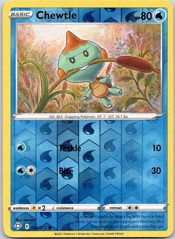 Chewtle - Shining Fates (NM) Reverse Holo 26/72 Water Basic sowsow