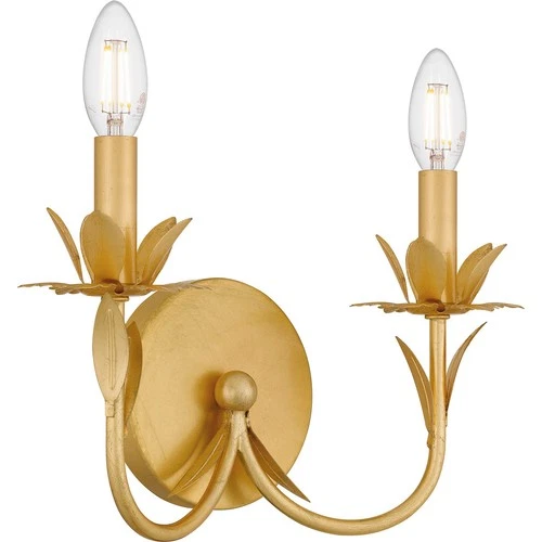 Gold Leaf Two Light Wall Sconce from the Maria Collection - Picture 3 of 7