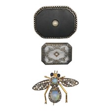 3 ANTIQUE ART DECO GEOMETRIC BUMBLE BEE BROOCH PIN LOT STERLING SILVER