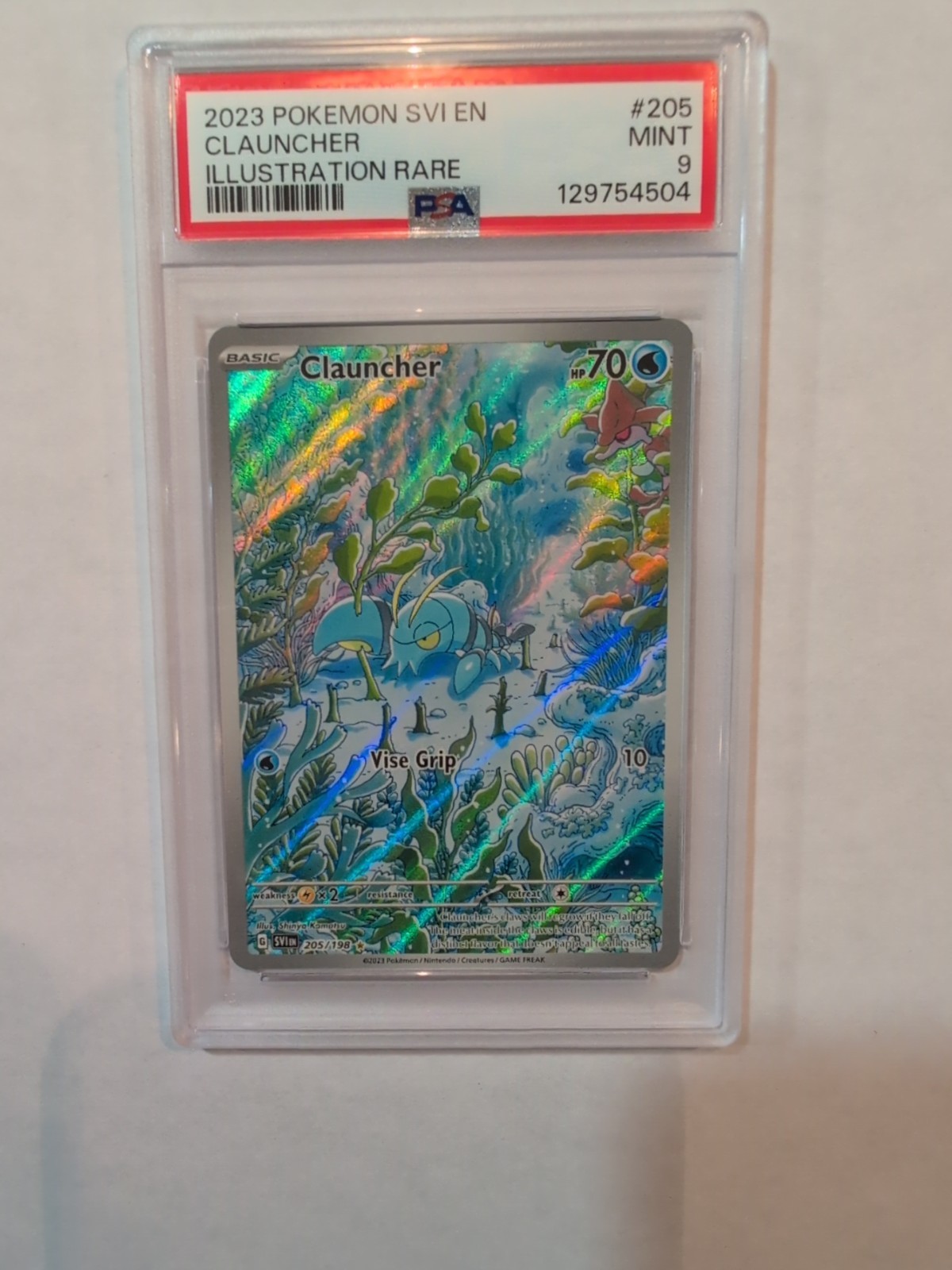 2023 POKEMON SVI EN-SCARLET & VIOLET ILLUSTRATION RARE #205 CLAUNCHER PSA 9 MINT